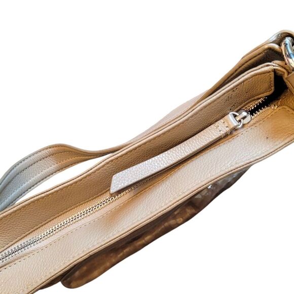 Brighton Light Beige Croc Embossed Shoulder Bag U346867 - Picture 8 of 12